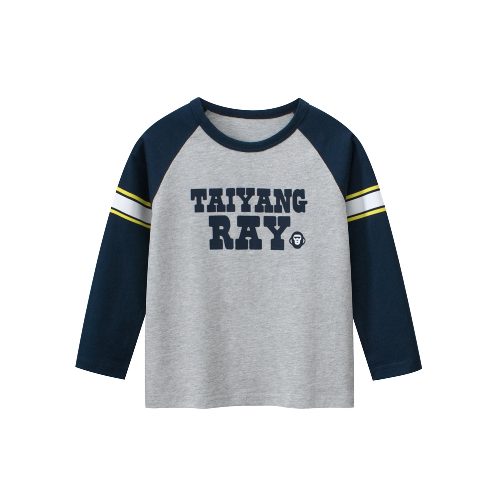 27kids ropa para niños primavera 2025 nuevo estilo raglán ropa para bebés camisa de fondo niño camiseta de manga larga cabello de una pieza