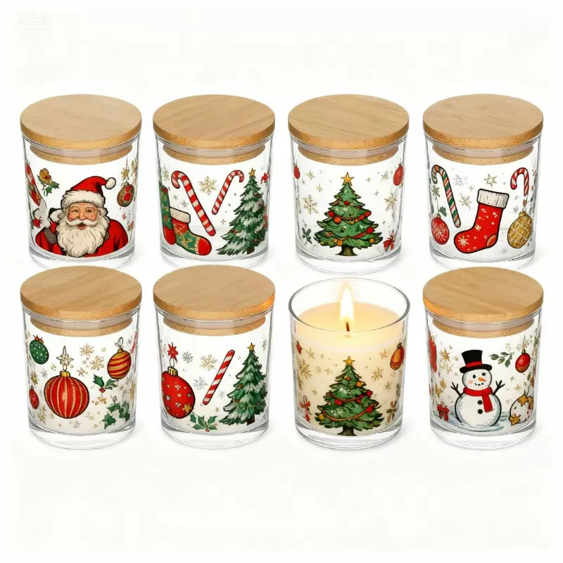 批发香薰蜡烛杯子空瓶玻璃杯蜡烛台容器透明带盖可定制图案