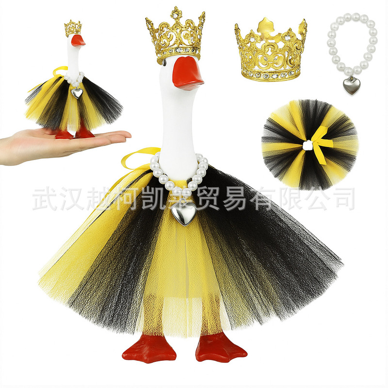 甜心公主MINI迷你款 7英寸小白鹅摆件节日服装 大白鹅节日门廊鹅|undefined