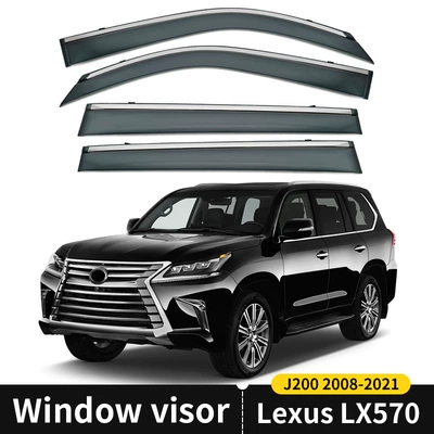 LX500 Window visor, Rain shield - standard-packing-without-logo-lexus-lx570-mk3-j200-2008-2021-pc-ob-with-bright-strip-rain-shield