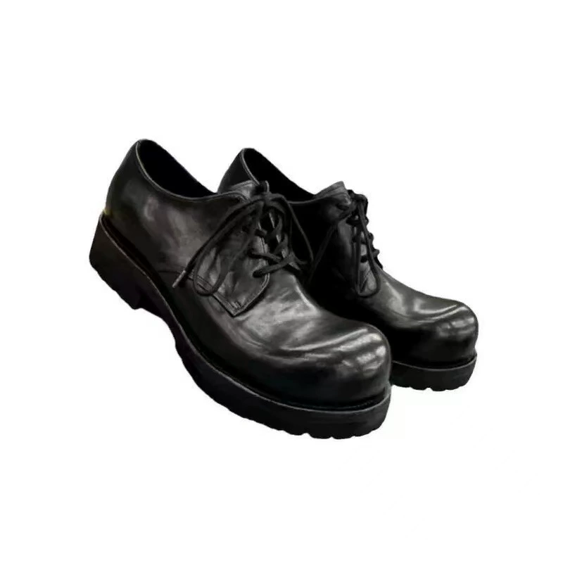 Мужские туфли дерби на толстой подошве с увеличением роста, британский стиль, новые винтажные повседневные черные кожаные туфли Mickey.