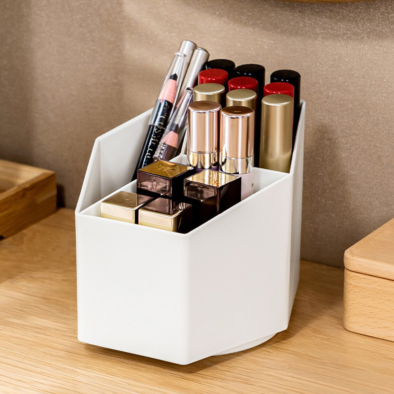 Aiyoouhui Rotating Lipstick Storage Box Desktop Japanese Makeup Brush Barrel Dressing Table Eye Shadow Manicure Oil Loose Powder Brush Barrel