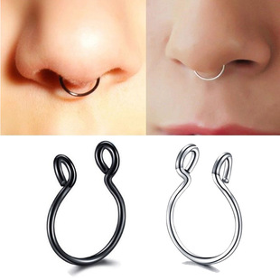 Popular European and American style puncture nose accessories stainless steel punch-Free U-shaped nose ring simple cross-border direct sales nose middle ring lip ring