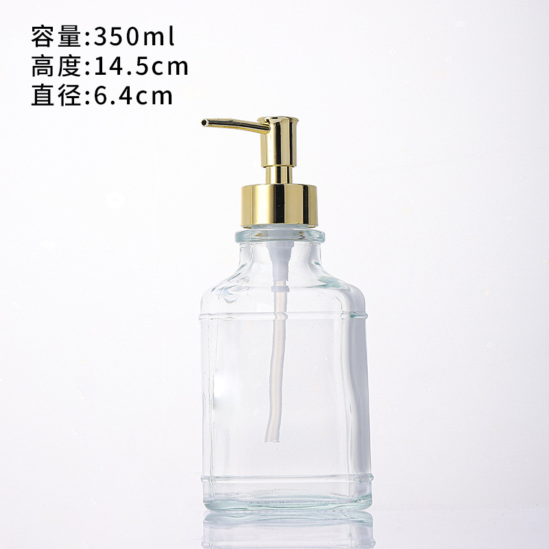 Botellas vacías de vidrio para gel de ducha/champú/loción, con dosificador a presión y opción de grabado/impresión de logotipo, venta al por mayor.