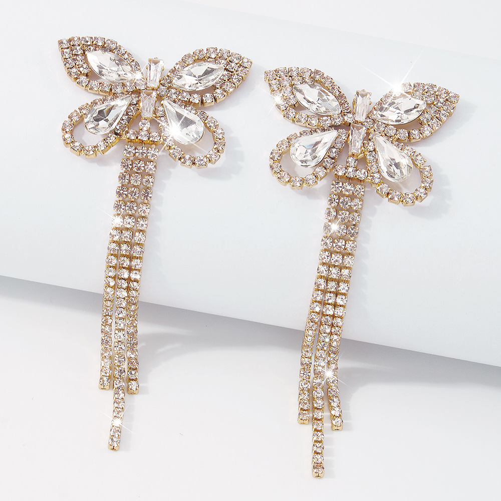 Pendientes De Borla De Mariposa De Diamante Completo Retro Al Por Mayor Nihaojewelry display picture 6