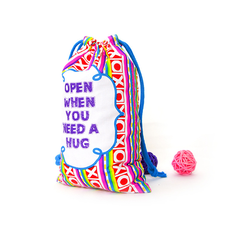 涤棉数码印束口布袋 收纳礼品包装袋 彩色糖果袋抽绳 香薰荷包