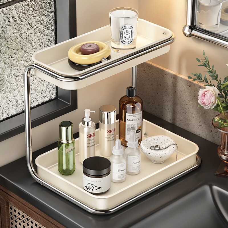 Toilet Rack Dressing Table Desktop Cosmetics Layered Storage Rack Bathroom Washstand Skin Care Storage Box