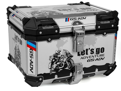 New 45L Decal Motorcycle Aluminum Alloy Tail Box Lightweight Electric Car Helmet Box Back-up Trail Luggage (Motorcycle trunk) - 45l-decal-black