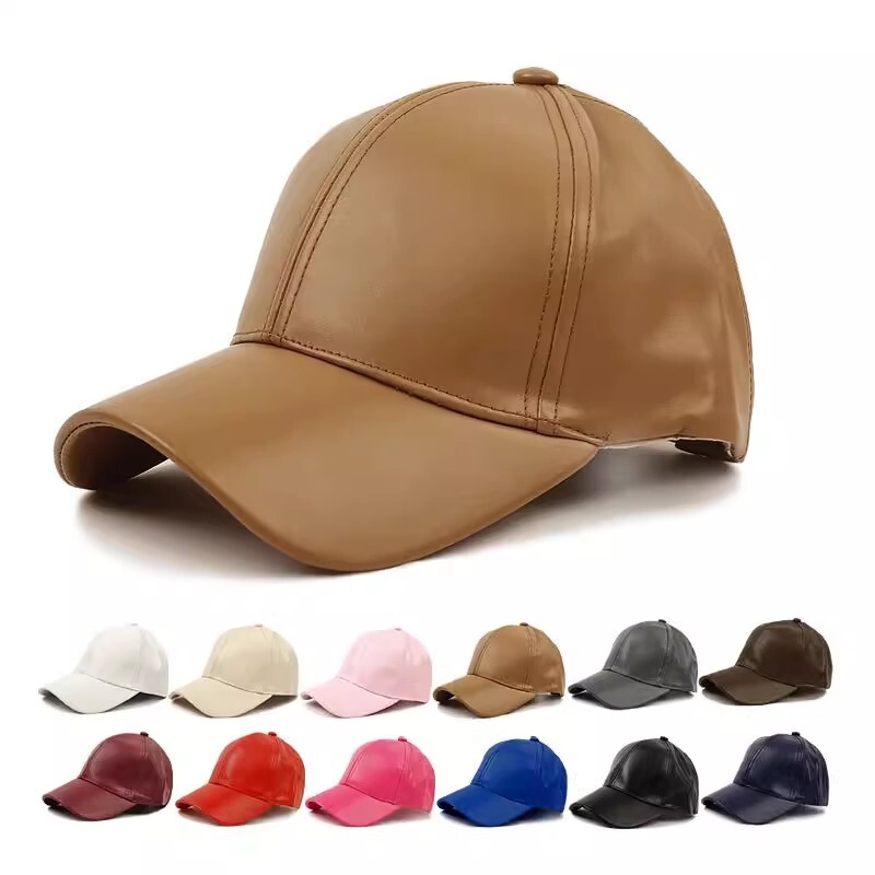 Amazon Unisex Sunshade Pu Baseball Cap Leather Plain Curved Brim Duckbill Cap All-Season Solid Color Hat Cross-Border Hot Sale Amazon Unisex Sunshade Pu Baseball Cap Leather Plain Curved Brim Duckbill Cap All-Season Solid Color Hat Cross-Border Hot Sale