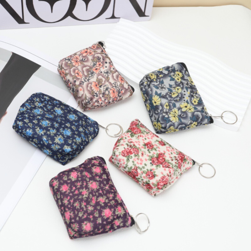 Mini Flap Pocket Pants Wallet Small Fresh Floral Fabric Card Holder Coin Purse Coin Bag Data Cable Lipstick Cosmetics Bag Mini Flap Pocket Pants Wallet Small Fresh Floral Fabric Card Holder Coin Purse Coin Bag Data Cable Lipstick Cosmetics Bag