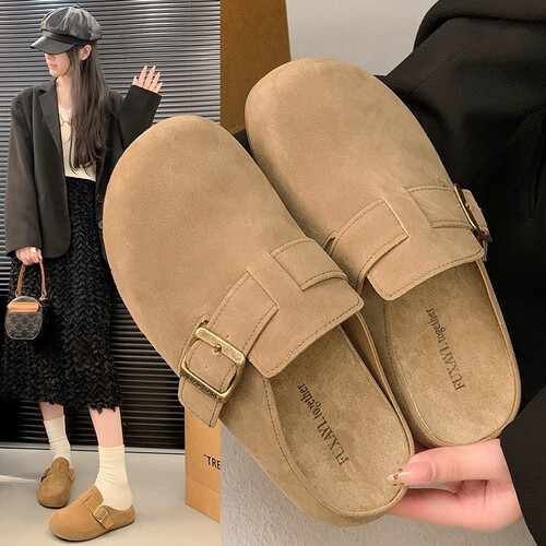 Thick sole and height-increasing Birken shoes, ugly and cute, step-on head and half slippers, women's outer wear new autumn Birken shoes
