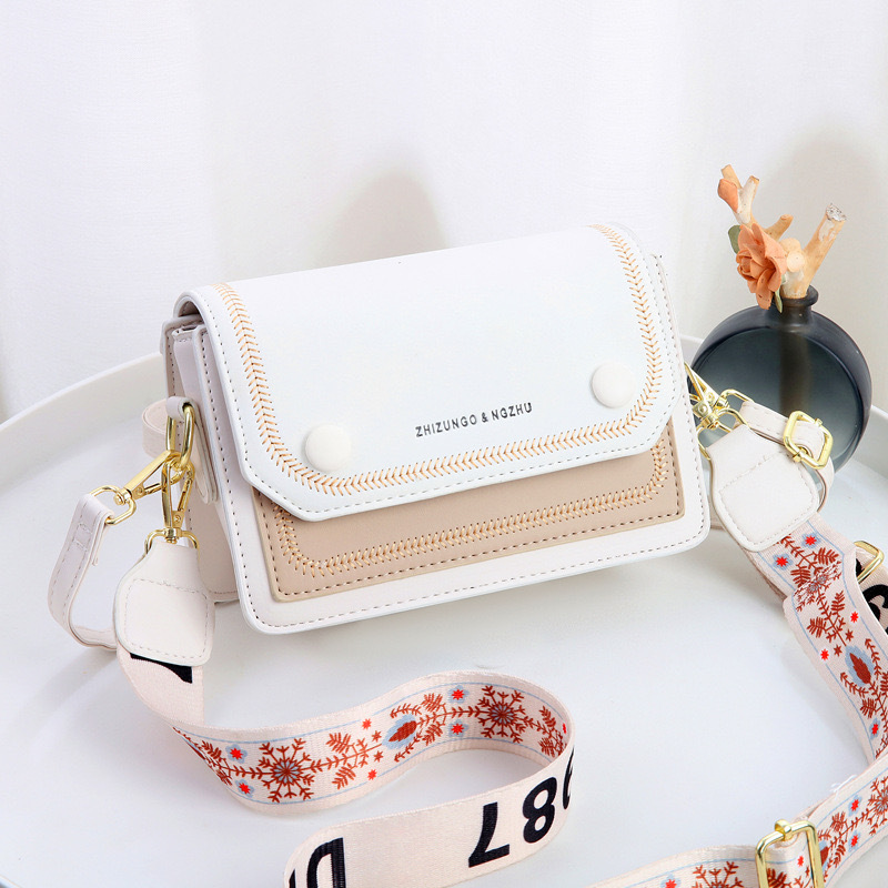Candy color new wide and narrow shoulder strap fashion Korean version of net red texture small square bag cross-border a generation of women's bag