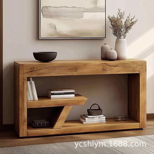 Solid Wood Sideboard Old Elm Living Room Entrance Console Counter Tea Cabinet Tea Side Cabinet Natural Wood Storage Cabinet