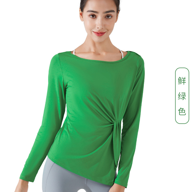Ropa de Yoga de otoño europeo y americano manga larga de secado rápido deportes fitness superior correr adelgazamiento Delgado cadera-ropa de fitness para mujeres