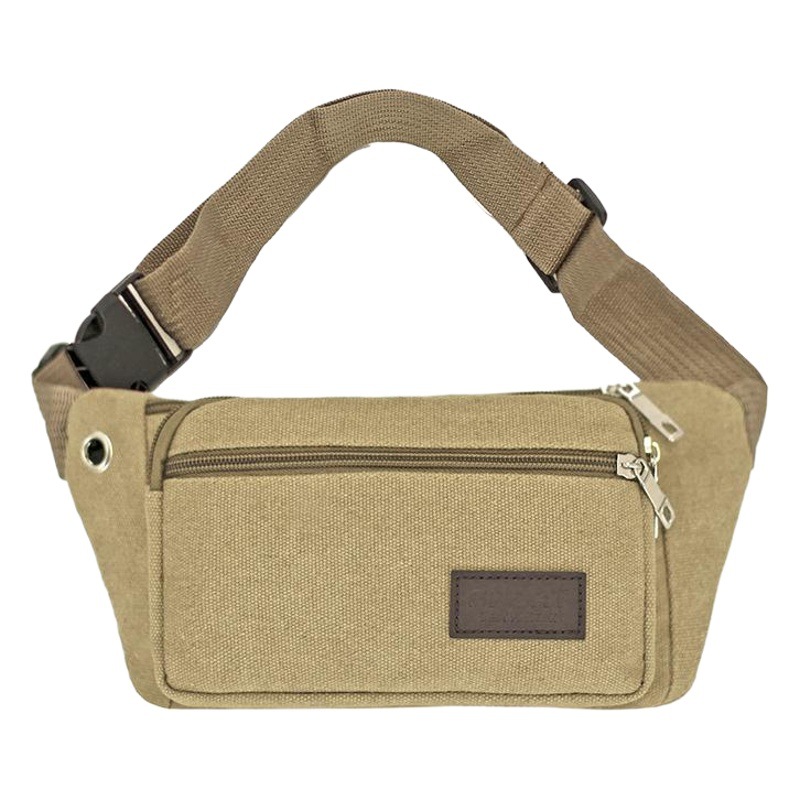 Factory direct new thick canvas waist bag men's and women's multifunctional outdoor sports running waist bag change mobile phone bag