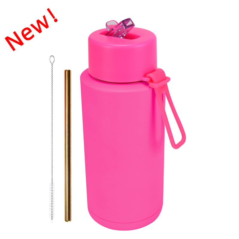 2025 nuevo hervidero deportivo de acero inoxidable de gran capacidad, de boca grande portátil estadounidense de 1L, preservación del calor y enfriamiento al vacío