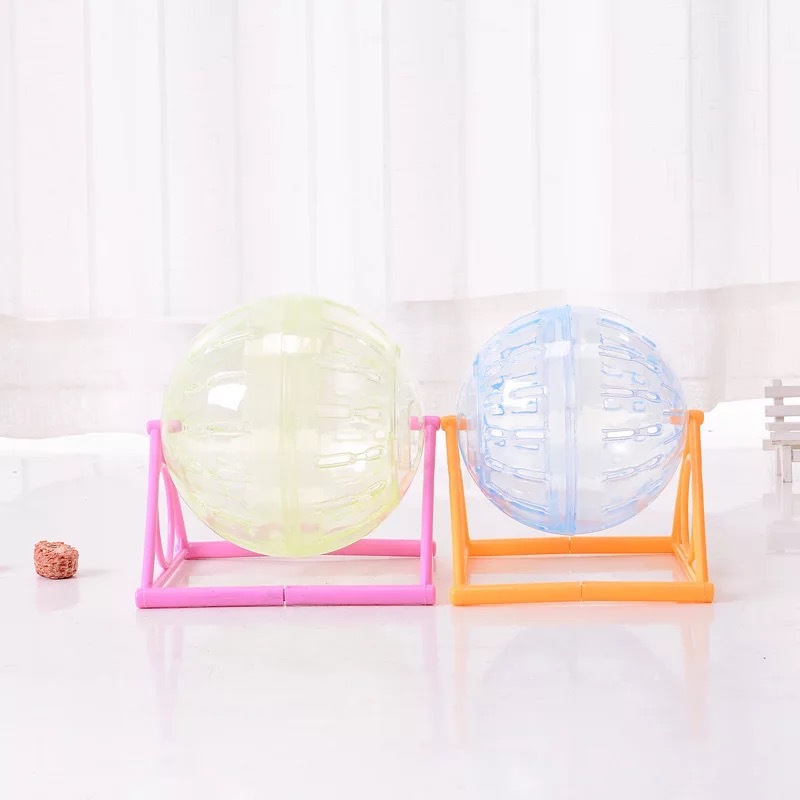 Juguetes de hámster bola de ratón oro oso de cristal bola rodante rodante bola rodante 14cm con soporte