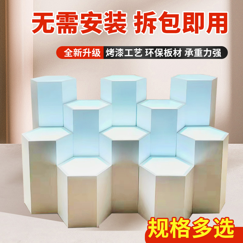 Wood -made paint display cabinet hexagon display platform smart lock…
