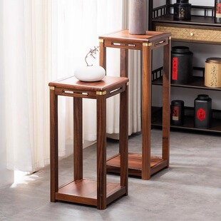 Solid Wood Flower Stand Shelf Chinese Style Living Room Indoor Balcony Flower Rack Display Rack Base Holder Walnut Storage Rack Floor Stand