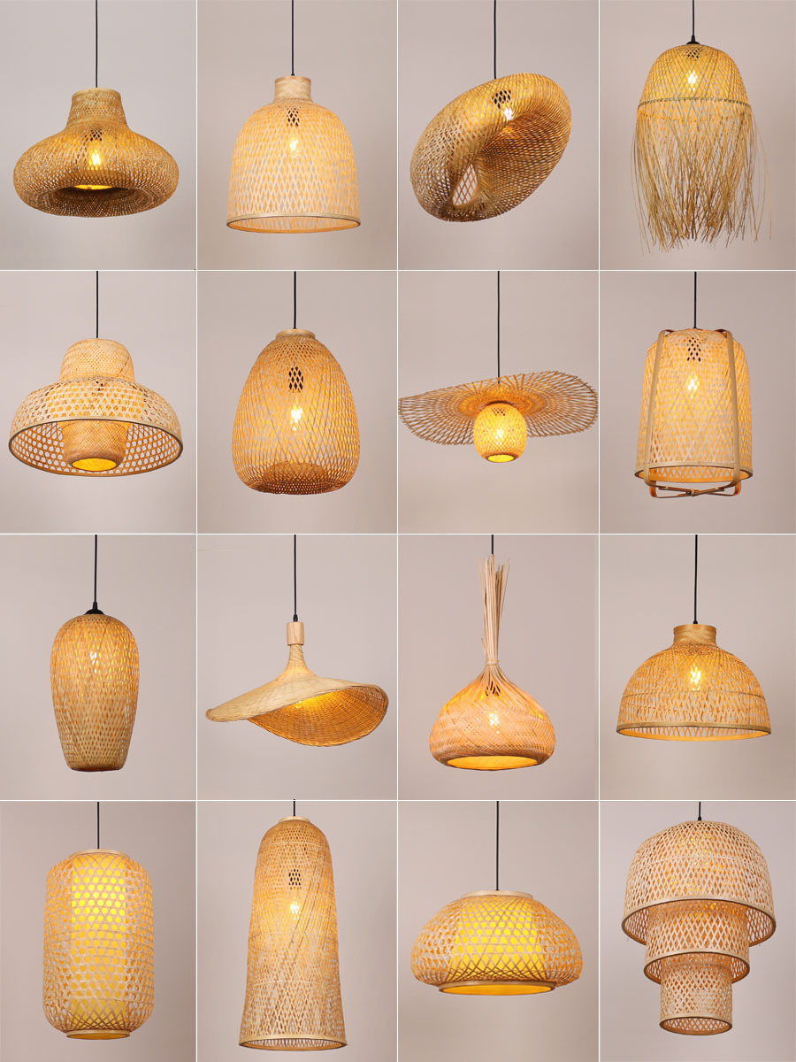 Nuevo estilo chino lámpara de bambú de estilo japonés lámpara de bambú restaurante Zen lámpara de una sola cabeza sala de té B & B olla caliente restaurante araña