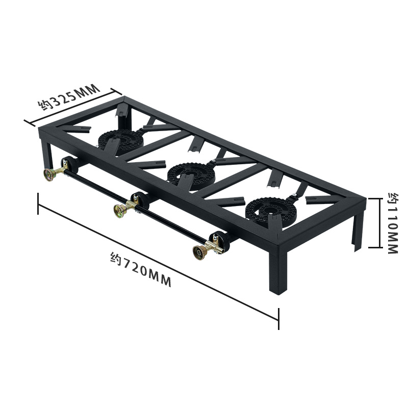 Suministro directo de fábrica de América del Norte feroz fuego estufa de tres cabezas estufa de gas portátil al aire libre con soporte estufa de hierro fundido