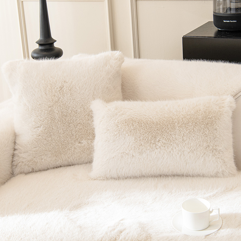 【Mink Velvet】Sofa Cushion Winter Plush Cushion Thickened Light Luxury High End Sofa Cover Full Cover_voghion.com