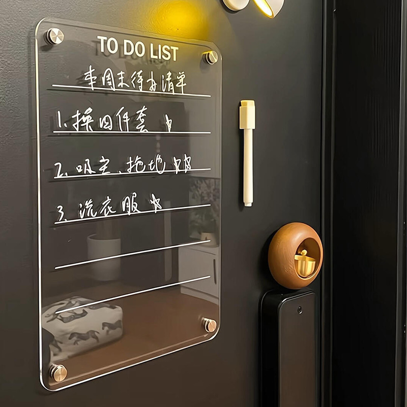 Tablero de exhibición de pegatinas de nevera Tablero de mensajes de pegatinas magnéticas Acrílico transparente puerta de hierro puerta de hierro