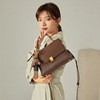 Fashionable retro leather one-shoulder bag, metal decorations, bag strap, European style