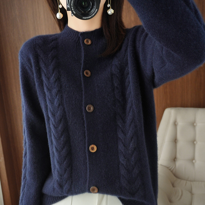 Damenbekleidung Lazy Style Pulloverjacke mit V-Ausschnitt, verdicktes Design, Strickjacke, stylisches Oberteil_voghion.com