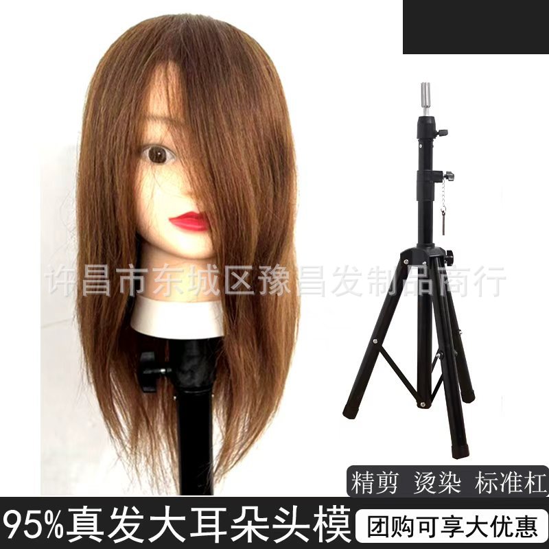 Maniquí de peluquería para práctica de corte de pelo para aprendices, modelo de cabello corto con cabello real, se puede peinar y teñir.