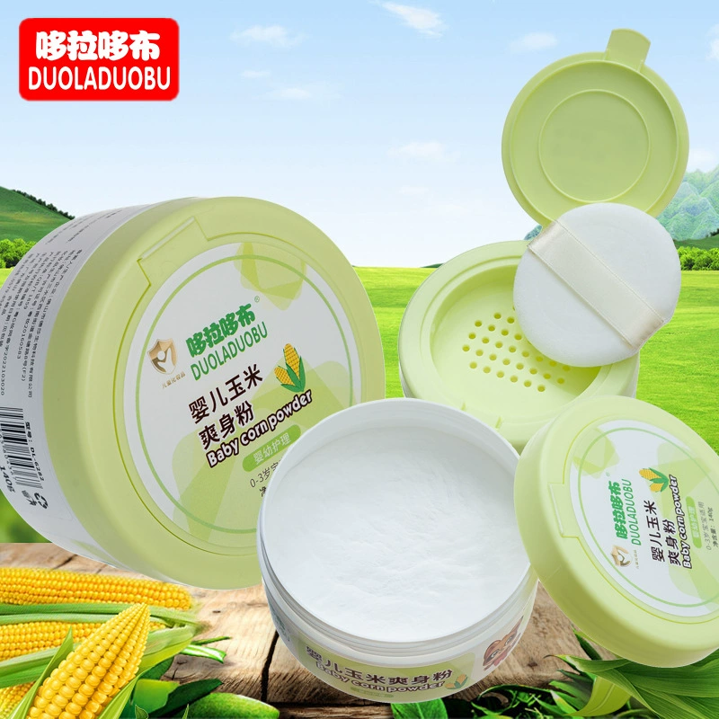 Doraemon Baby впитывающий пот и поглощающий тело колючий тепловой порошок кукурузный порошок с слоеной пудрой 140 г талька 6282