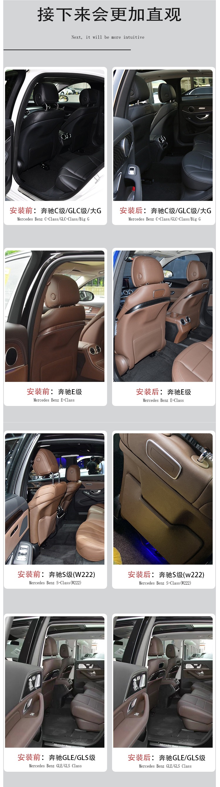 Car Tv Rear-Seat Entertainment System Suitable for Mercedes-Benz E-Class, C-Class, S-Class, V-Class, Glc/Gle/Gls/Multimedia