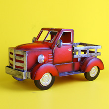 太阳能卡车跨境圣诞车创意老爷车铁艺工艺品摆件柜台装饰工艺品