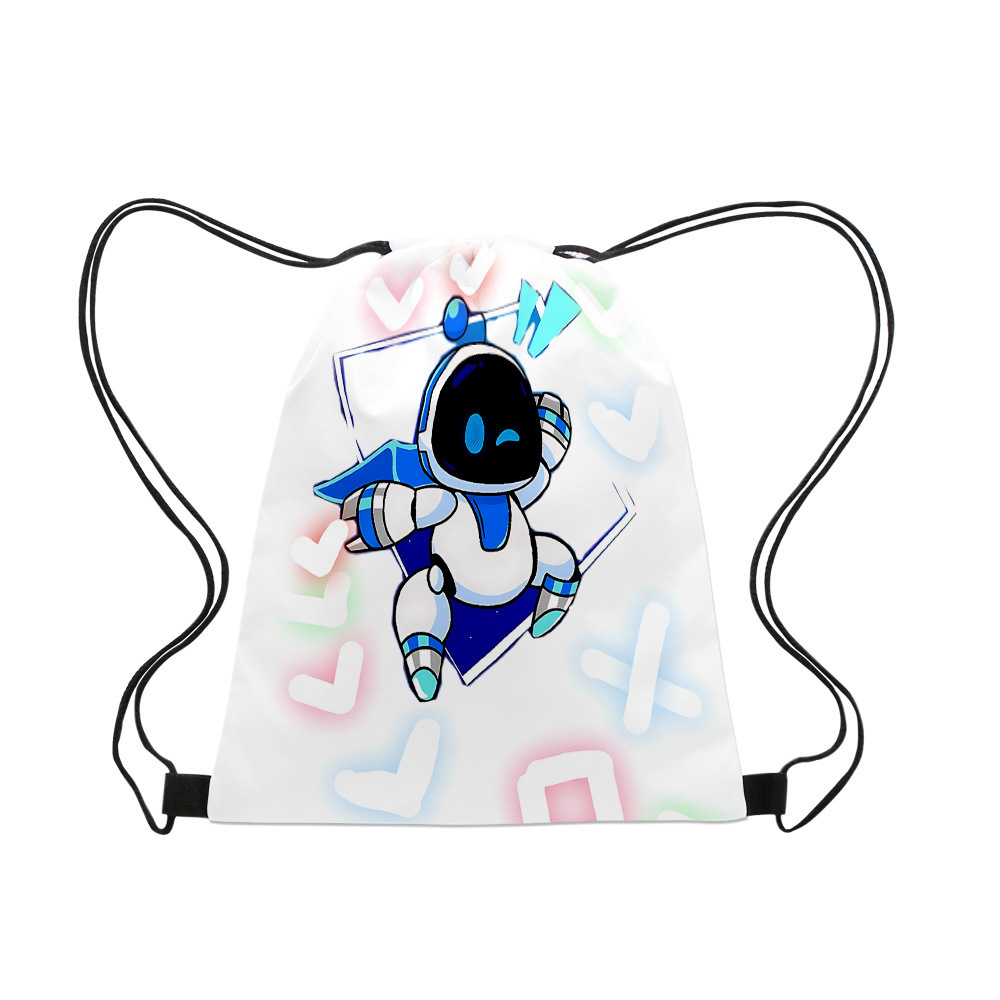 3D 새로운 우주 로봇 아스트로 봇 번들 포켓 휴대용 대용량 DRAWSTRING 학교 가방 발수제