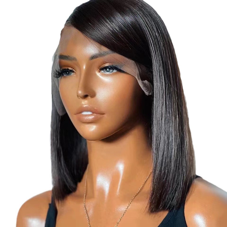 Amazon nuevos productos Europeos y estadounidenses pelucas de cabello corto y recto para mujeres negras bobbing cubierta de cabello corto y recto cubierta de cabello