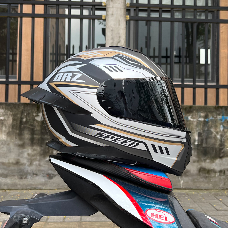 Casco de Motocicleta Certificado ORZ3c para Hombre y Mujer, Casco Integral de Doble Lente, Alerón Trasero Personalizado de Verano, Estilo Semi-Integral con Bluetooth