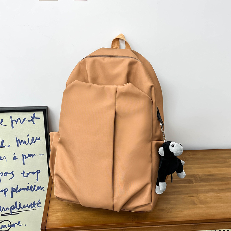 Campus Canvas Backpack Simple Large Capacity Ins Pure Color Computer Backpack University High School Bag Forest Style School Bag