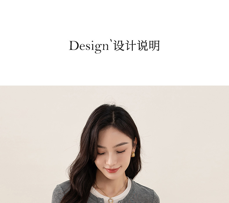 Áo thun giả hai mảnh nữ cổ tròn, chất len Tencel mỏng nhẹ, phối màu patchwork — đen chi tiết 15