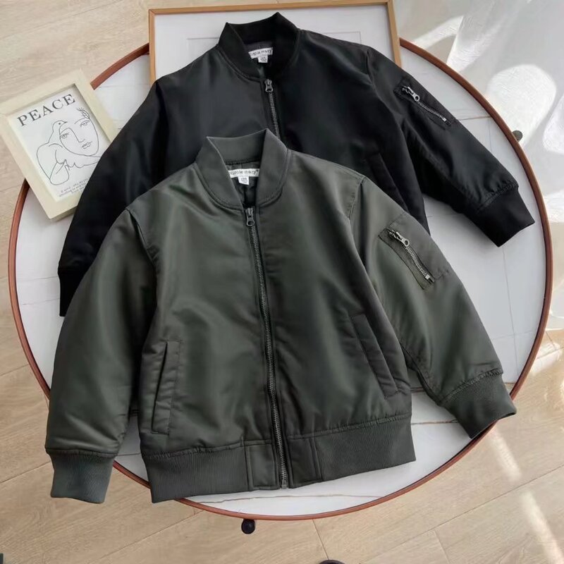 Japanese singles boys/girls/children's clothing 2022 autumn and winter military style American aviator jacket baseball jacket coat cotton-padded jacket