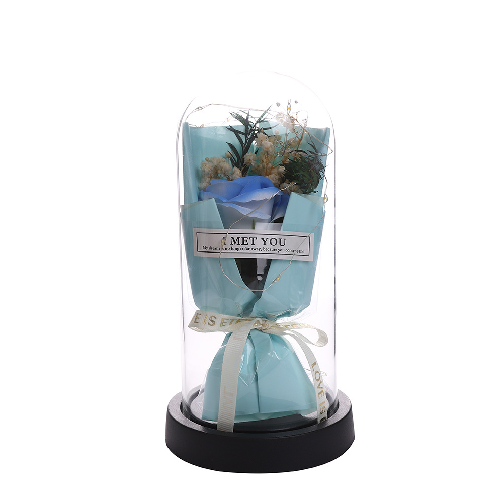 Fábrica al por mayor 520 regalos de día de San Valentín copa de vidrio eterno flores de jabón de rosas para enviar adornos exquisitos para amigos