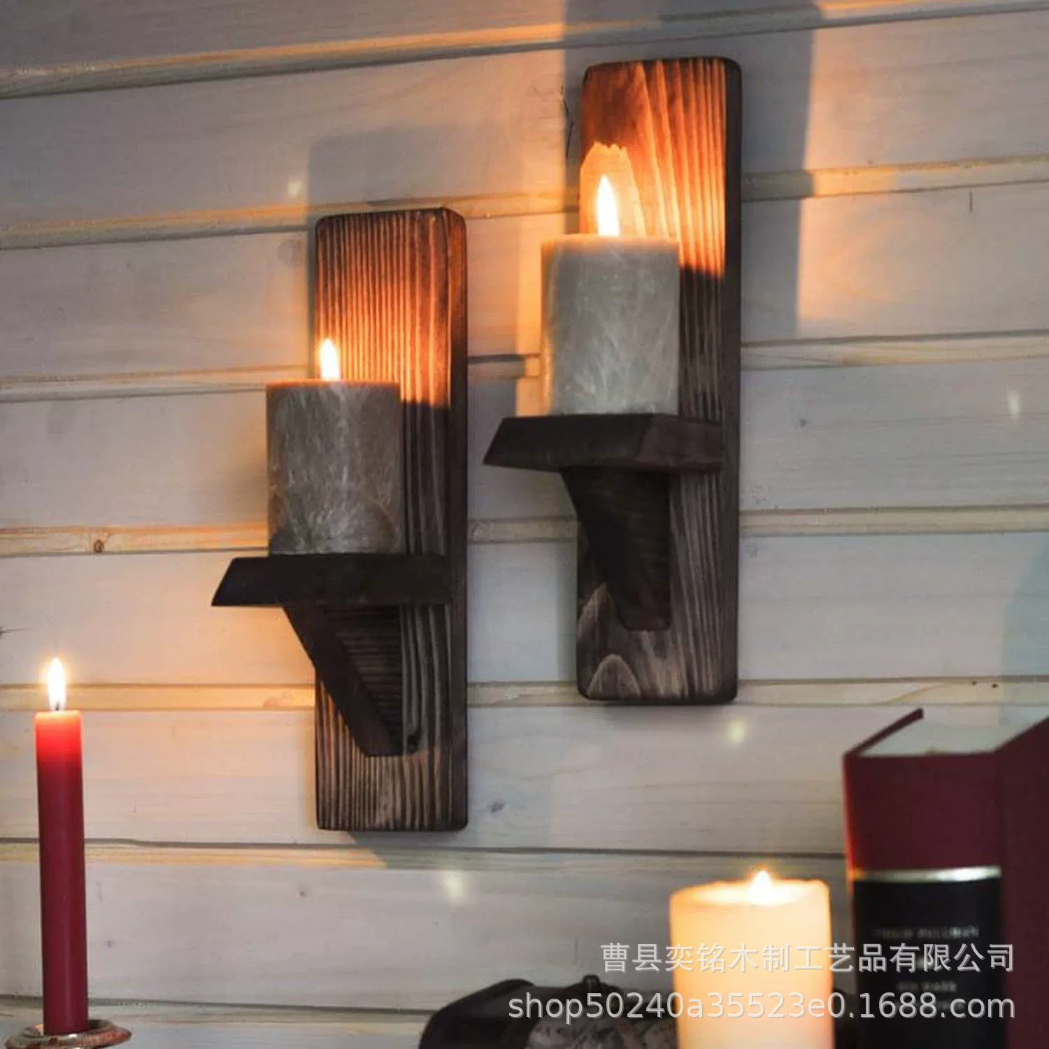 Деревянная настенная подставка для свечей Ретро настенный коридор подсвечник декоративный держатель из массива дерева атмосфера свечи настенный стенд