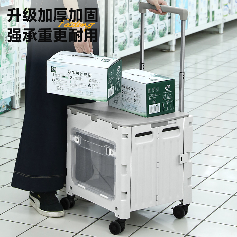 Carrito de compras plegable montado en automóviles de You耐, almacenamiento de plástico para comprar verduras, carro de extracción transparente, marco de almacenamiento al aire libre, carro de campamento