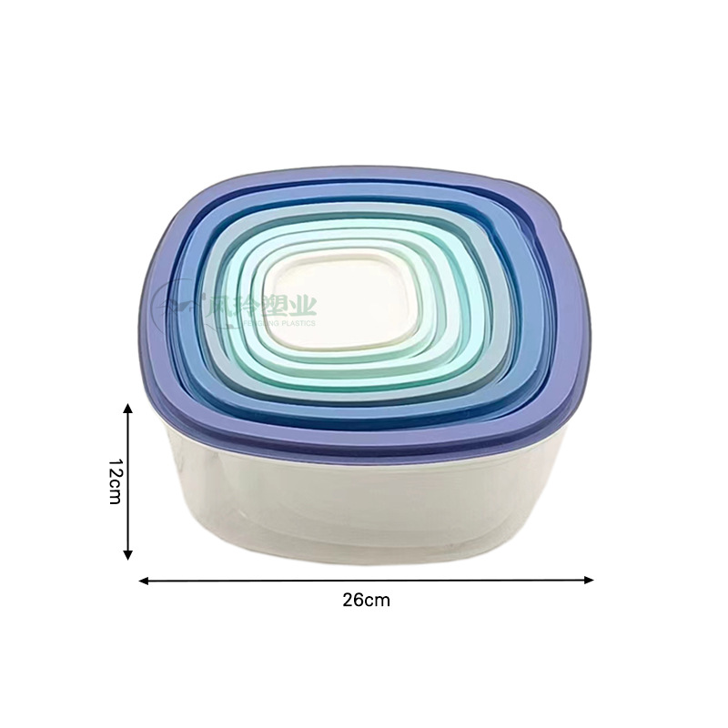 Multifuncional arco iris de verduras y frutas gradiente caja de plástico transparente 7 piezas traje refrigerador caja de almacenamiento fresco