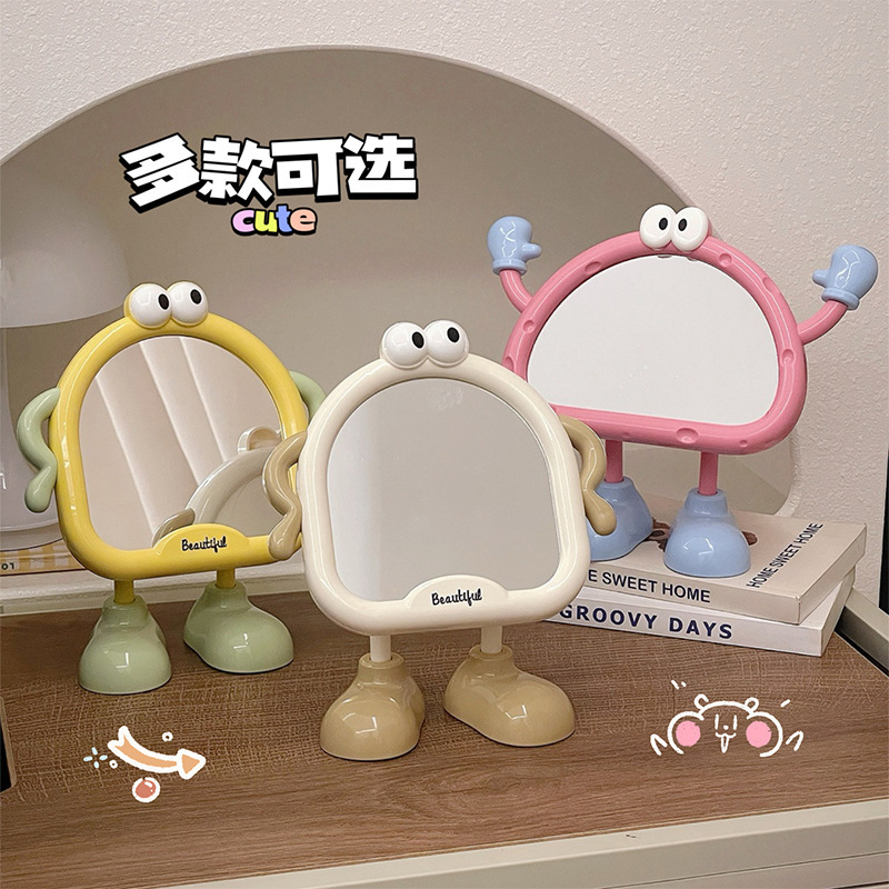 Espejo de maquillaje de escritorio de pie pequeño lindo dormitorio de escritorio doméstico dormitorio de maquillaje de maquillaje de alta definición espejo pequeño
