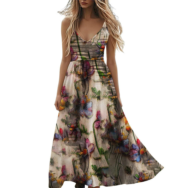 Women's Short Sleeve Loose Solid Color Maxi Dress Casual Long Dress with Pockets