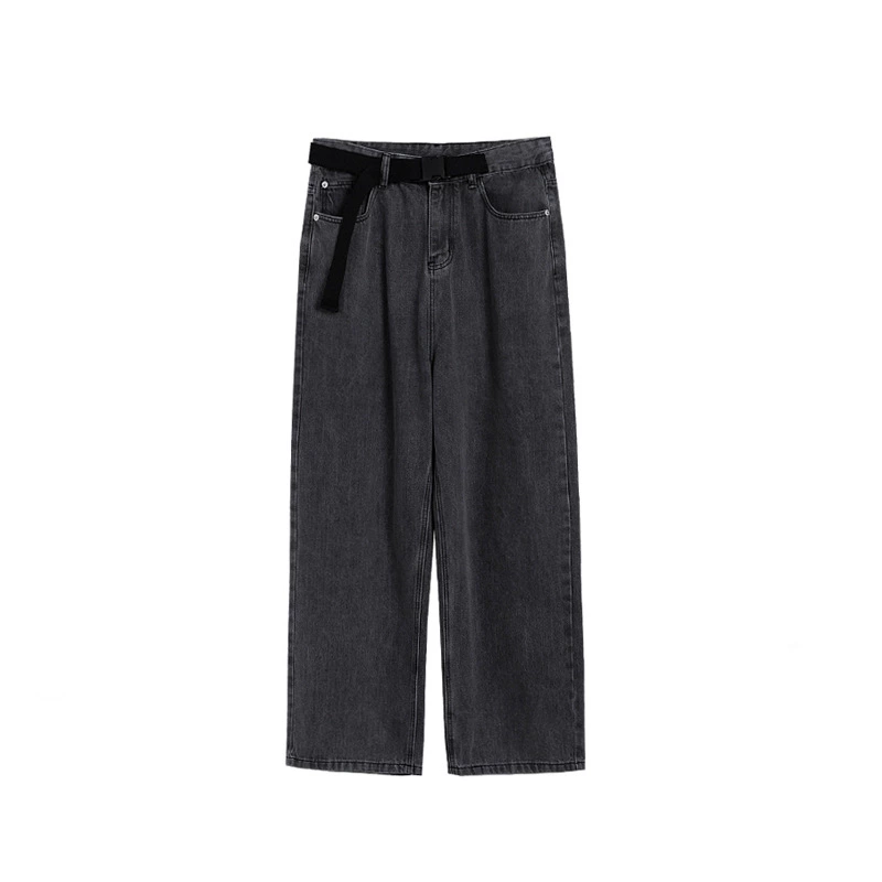 Jeans trousers, loose straight fit, American style, grey wide leg, sizes S–XXXL