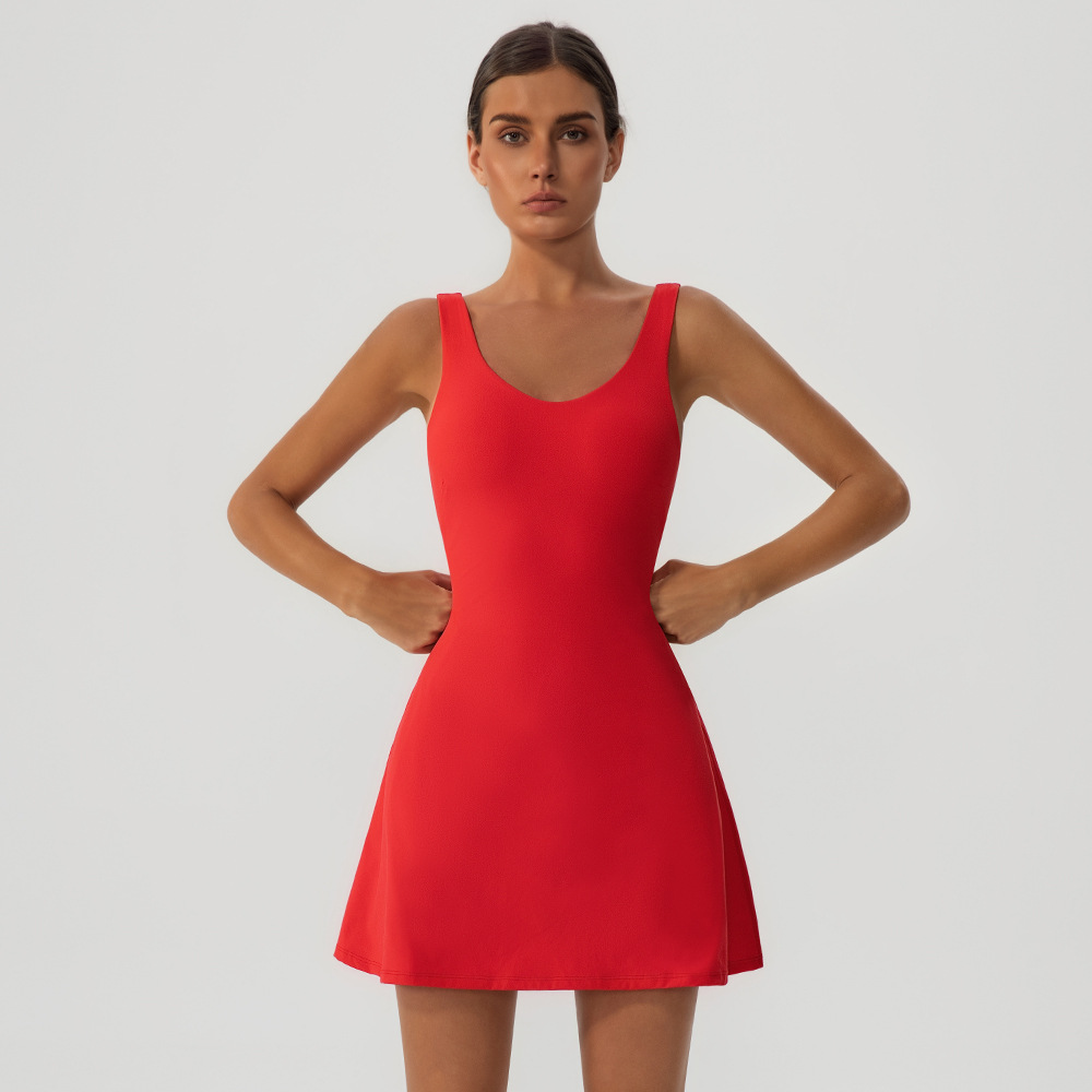 Verano nuevo vestido de tenis deportivo de mujer vestido corto de golf con pantalones de seguridad vestido de camisole vestido deportivo al aire libre