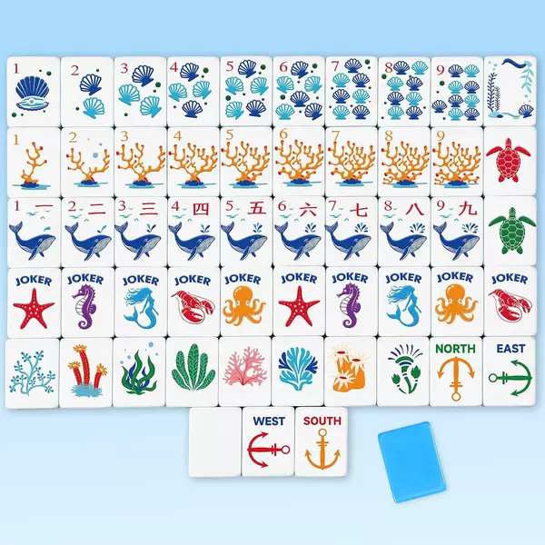 Cross-border Amazon US Mahjong 160 bare tiles ocean-themed American-style mahjong tiles in stock for wholesale
