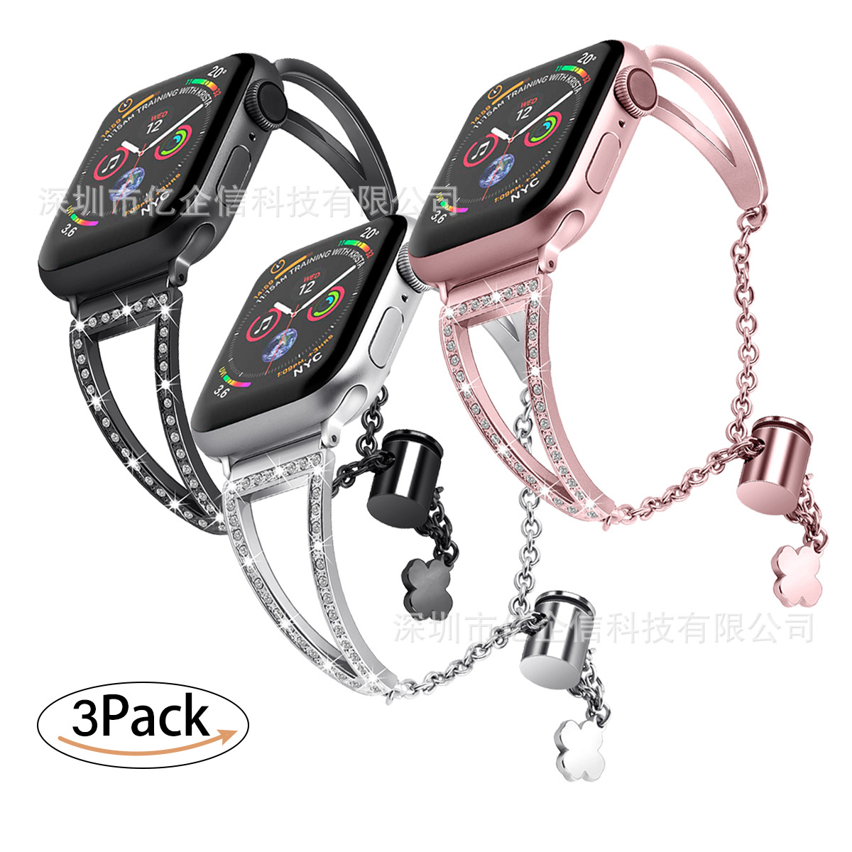 適用蘋果錶帶applewatch1~8代/SE iwatch鏤空三角金屬調節鍊表帶