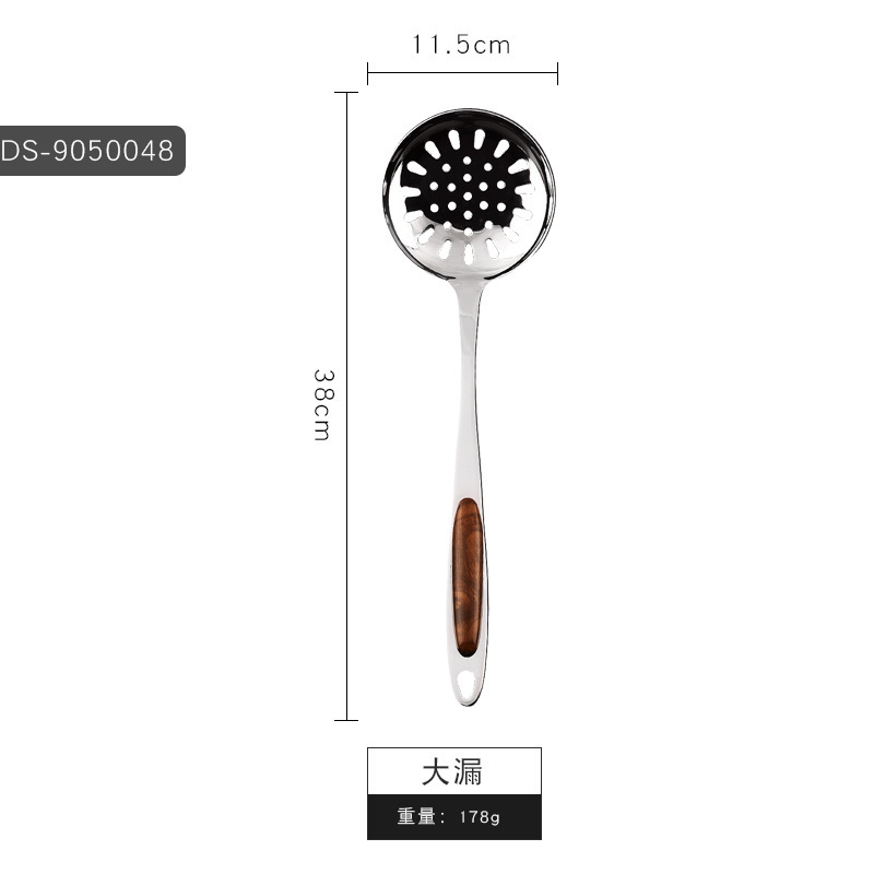 ステンレスの木の柄の調理器具のシャベルの台所の鍋のシャベルのスプーンの炒め物の料理の家庭用シャベルの鍋のスプーンのシャベルの漏れ|undefined
